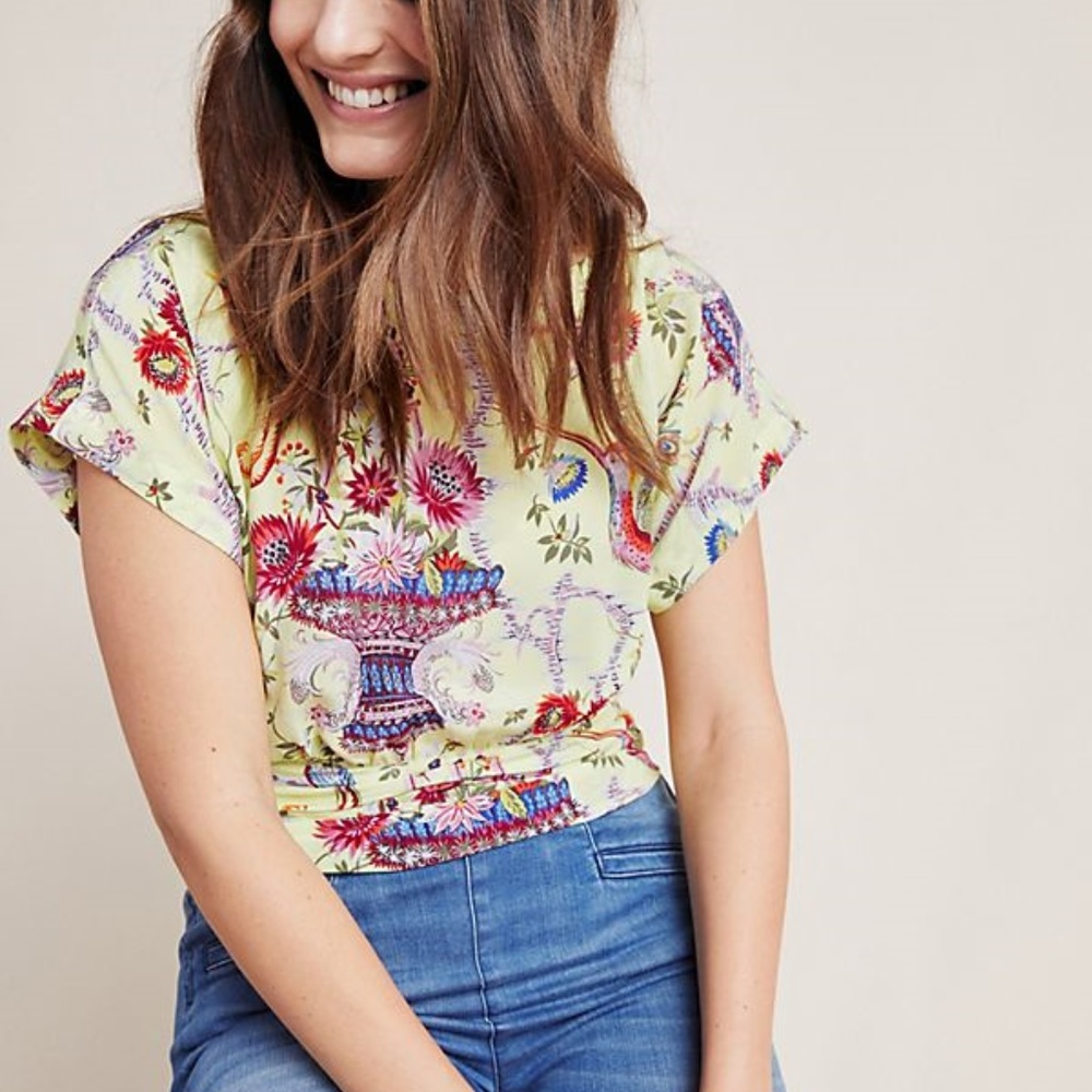 Anthropologie Maeve Garden Silk Blouse NWOT Size 6